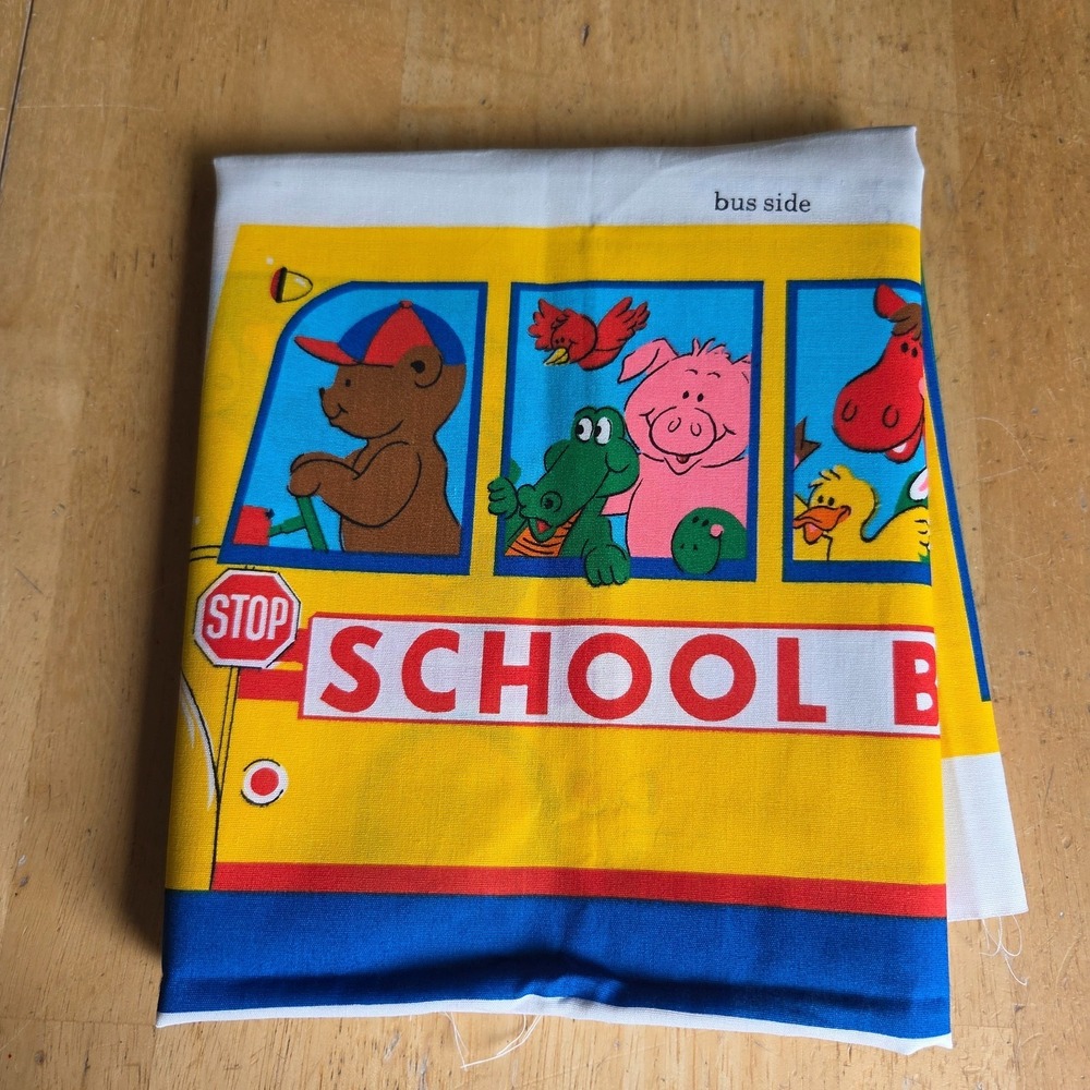 VIP Cranston Fabric Panel YELLOW SCHOOL BUS Teachers Pet Express 15 inch Uncut
